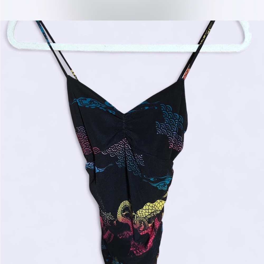 Timing Elegant Black Dress With Dragons